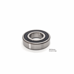 Close-up of a 2RSR ball bearing with metal housing and rubber seals, designed for smooth rotational performance in automotive and industrial machinery