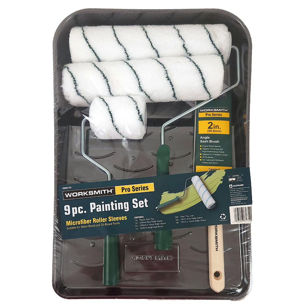 roller painting set including tray and rollers